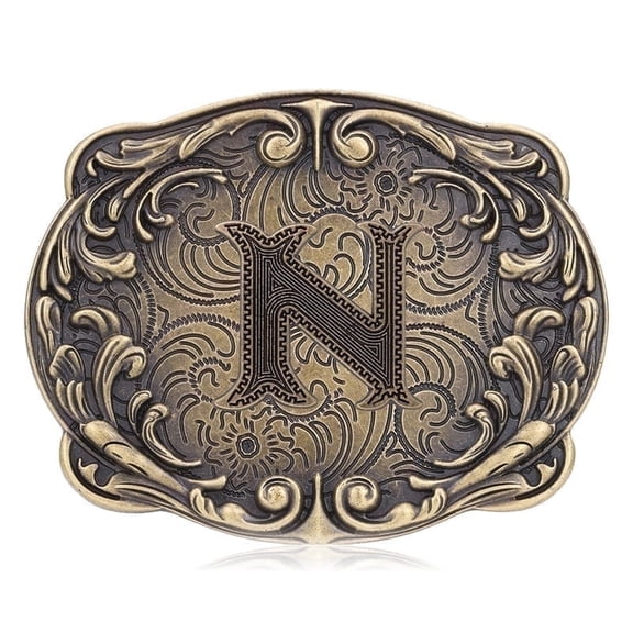 Huabola Calyn Western Belt Buckle Initial Letters ABCDHIJ to Z Cowboy Rodeo Belt Buckle for Men Women Cowboy Cowgirl