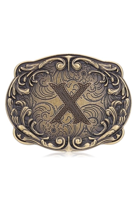 Western Belt Buckle Initial Letters ABCDHIJ to Z Cowboy Rodeo Belt Buckle for Men Women Cowboy Cowgirl