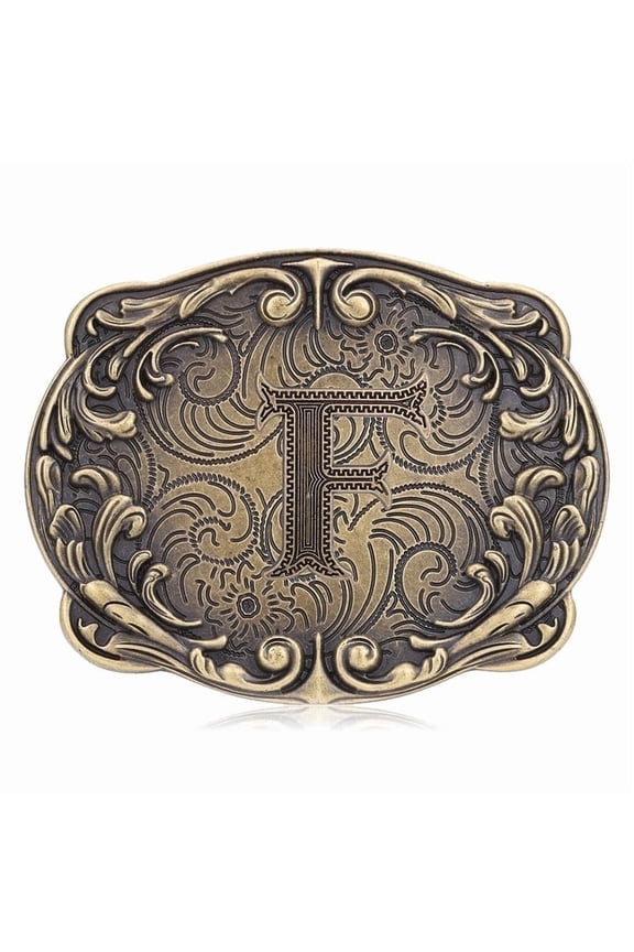 Western Belt Buckle Initial Letters ABCDHIJ to Z Cowboy Rodeo Belt Buckle for Men Women Cowboy Cowgirl
