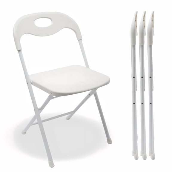 Huacan 4 Pack White Folding Chair - Portable Stackable Commercial Foldable Chair Reinfoced Steel Frame for Comfortable Event Chair-Lightweight Folding Chair (White, 4 Pack)