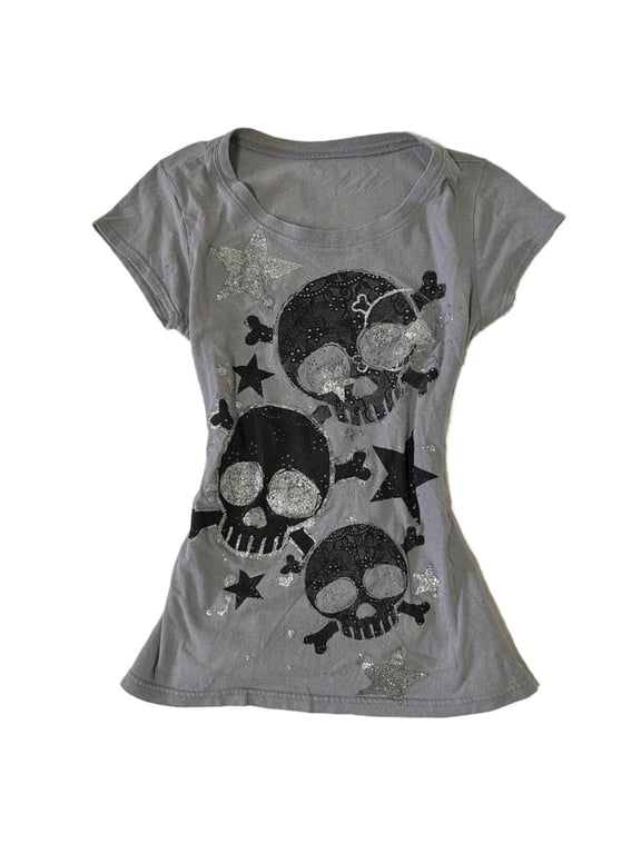 Grunge Graphic Tees for Women Y2k Vintage Gothic T Shirt Girls Emo Baggy Tops