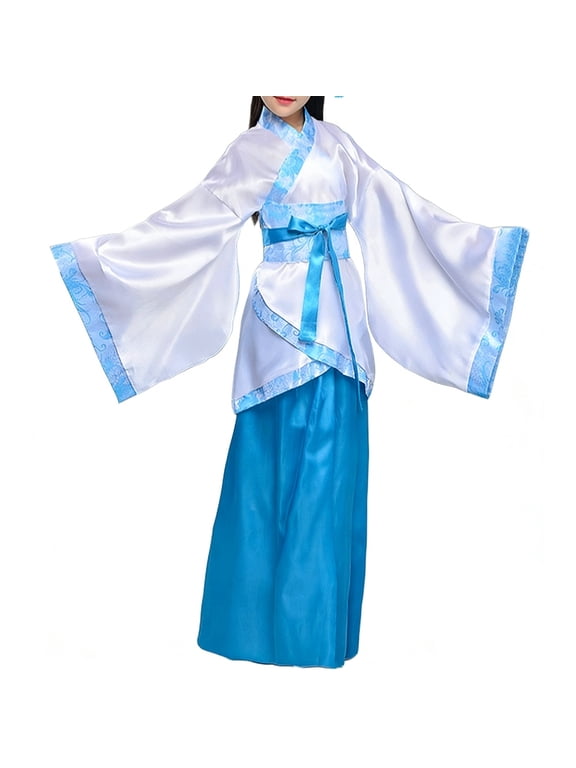 Women's Chinese Hanfu Dress Ancient Traditional Clothes Outfit Stage Performance Wear,17-18 Y