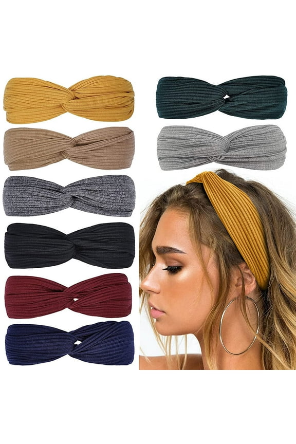 Workout Headbands for Women Yoga Running Athletic Absorb Sweat Hair Bands Solid Color 8Pcs