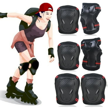 Huahong-6pcs/set Teenager Adult Knee Pads Wrist Guards Roller Skating Skateboarding Cycling Sports Protective Gear Set