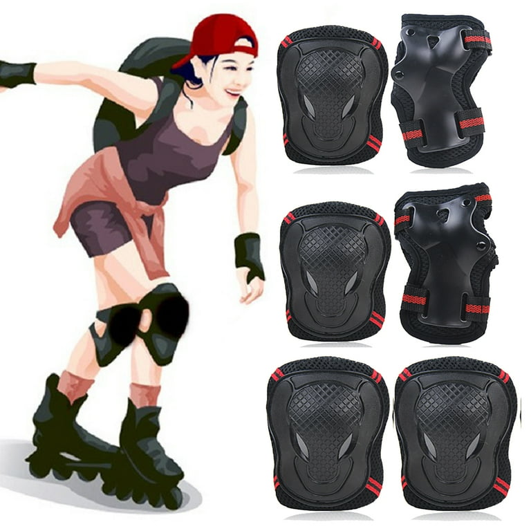 Huahong-6pcs/set Teenager Adult Knee Pads Wrist Guards Roller