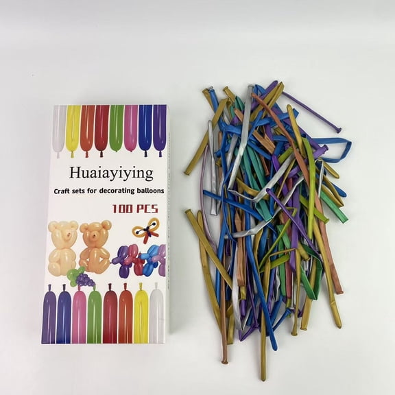 Huaiayiying Craft sets for decorating balloons,Long Balloons Kit, Shiny Metallic Latex Twisting for Animals, Magic for Birthdays Wedding Party Decorations 100pcs Multicolor