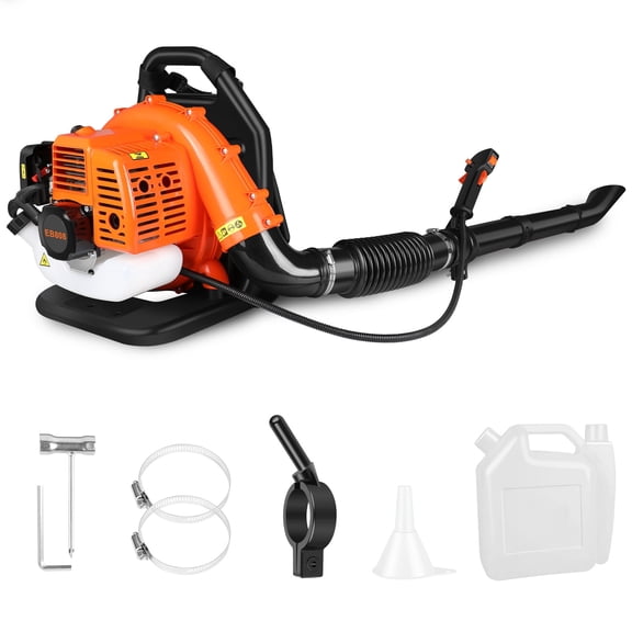 Backpack Gas Leaf Blower 43CC, 665CFM 2800 RPM 2 Stroke Grass Lawn Blower Air Cooling Gasoline Backpack Grass Blower with Air-Cooled, Snow Blower for Outdoor
