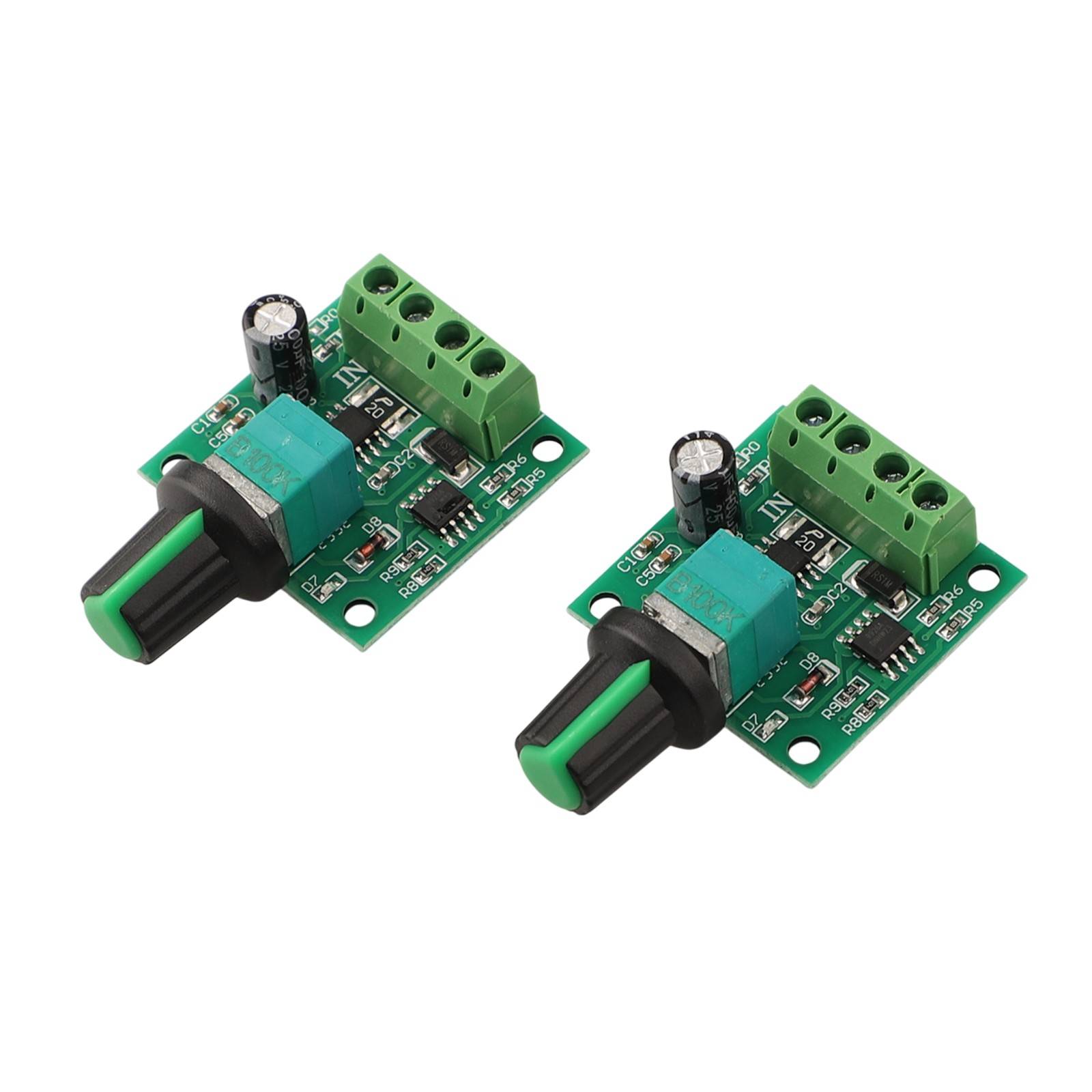Youmile 2-Speed Motor Controllers – 2A 30W DC PWM Adjustable Driver For 1.8V To 12V Motors | 2 Pack With Power Wire