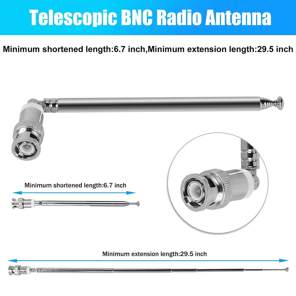 Huajunming 2Pcs 7 Sections Telescopic Antenna Bnc Connector For Radio ...