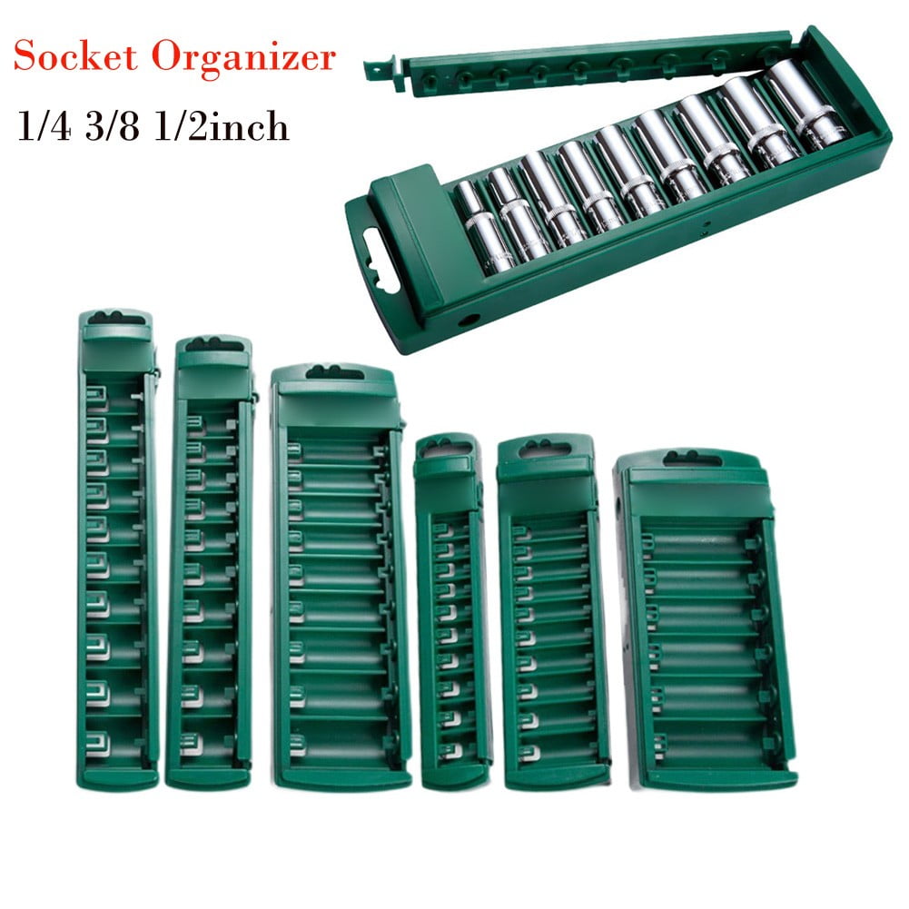 HARFINGTON 1/4" Drive Socket Organizer Box - 2 Pack, 10 Slots For Metric & SAE Deep Sockets