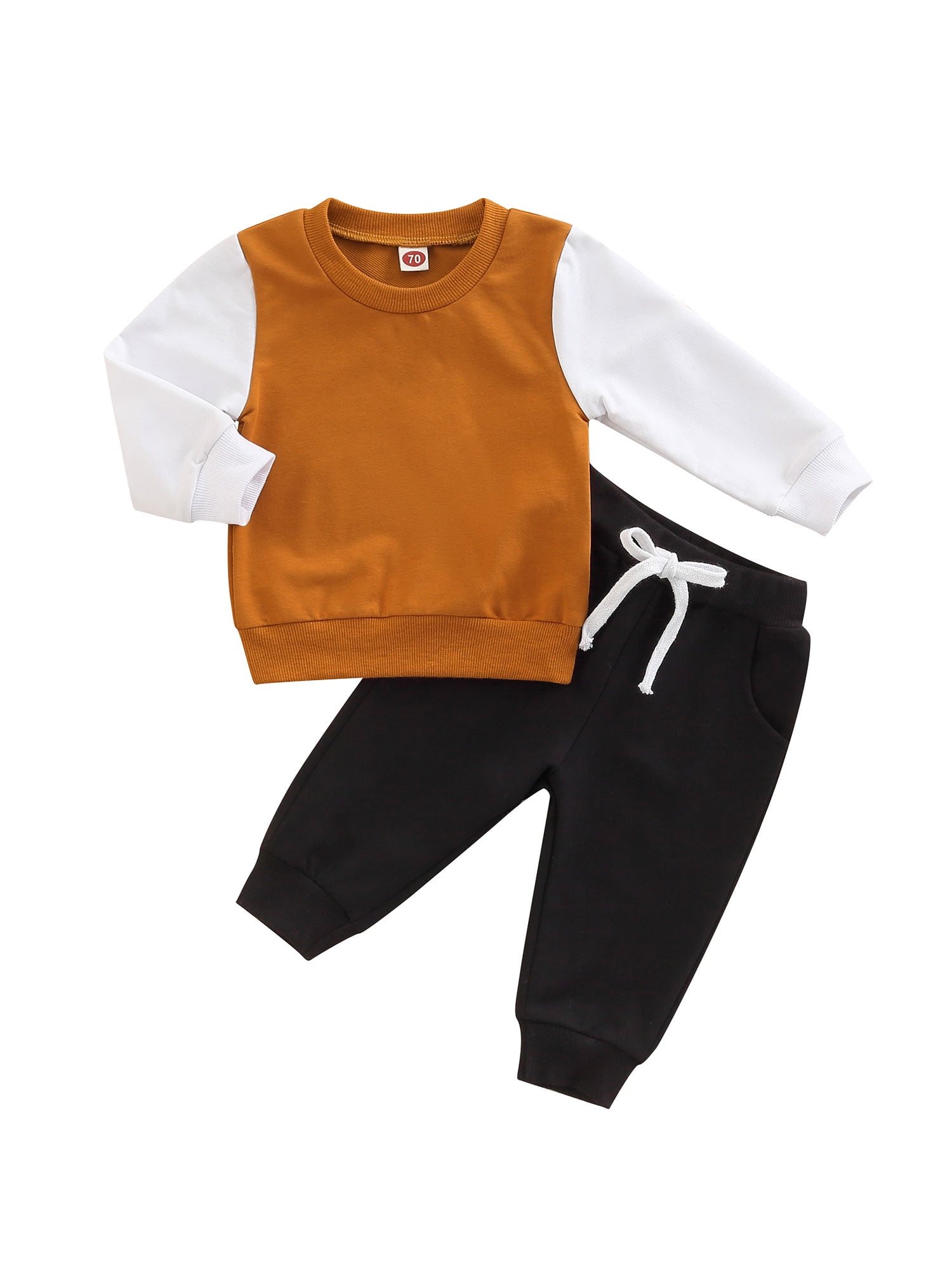 Huakaishijie Baby Boy Long Sleeve Tops + Pants, Color Matching Elastic