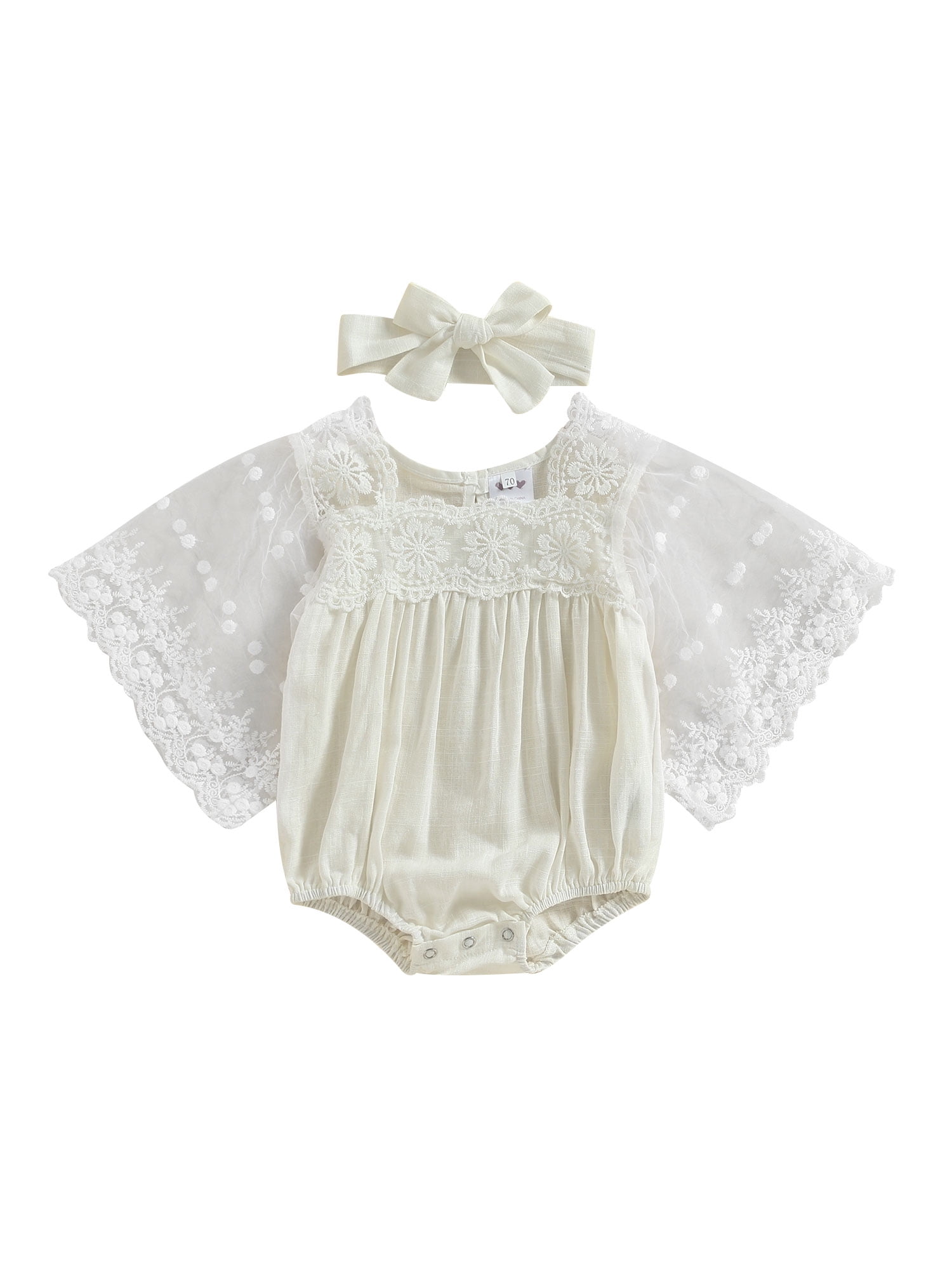 Huakaishijie Baby Girl Summer Outfits, Flutter Sleeve Lace Romper ...