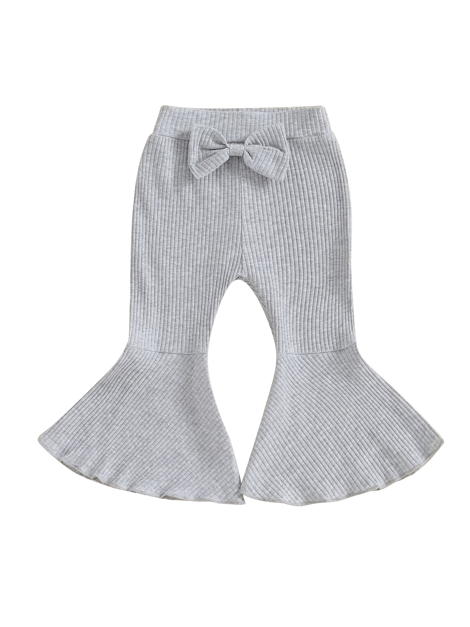Huakaishijie Toddler Baby Girl Flare Pants Ribbed Elastic Waist Bell