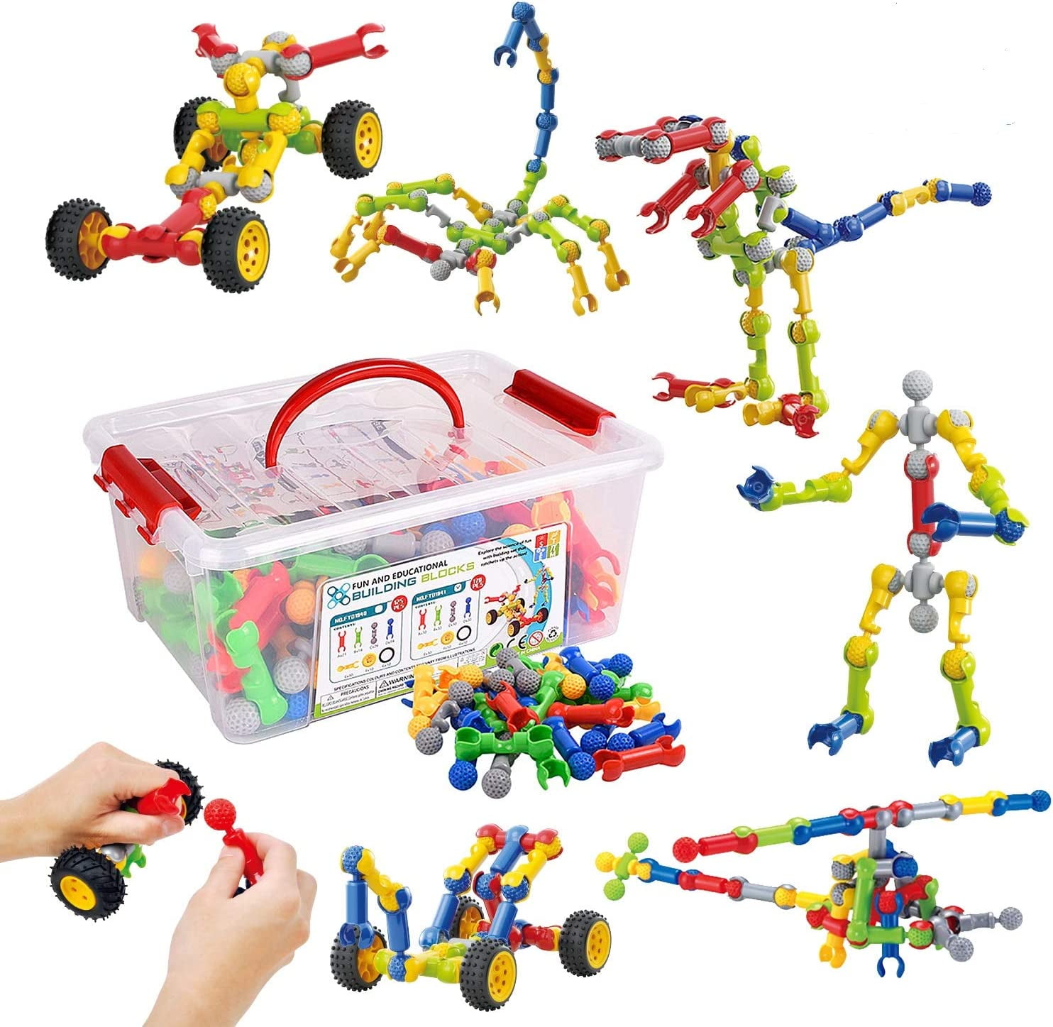 12-in-1 Stem Kit Toy for Kids - 152 Piece Construction Building Set and Education Learning Engineering Play Kit Idea for Boys and Girls, Building