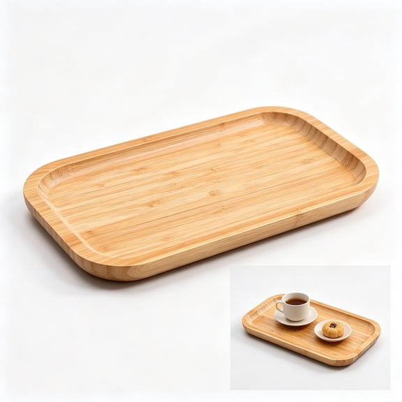 Huanfa Bamboo Serving Tray, Home Decor, Use As Coffee Table Tray, Living Room Decor, Bar Serving Platter, Party Tray, Cheese Platter, Decorative Tray (9.8x5.5x0.8 inch, Rectangle)