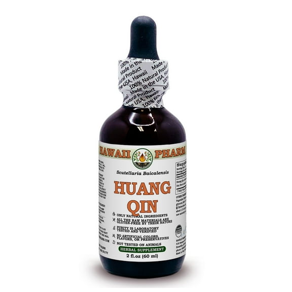 Huang Qin (Scutellaria Baicalensis) Dry Root ALCOHOL-FREE Liquid Extract. Expertly Extracted by Trusted HawaiiPharm Brand. Absolutely Natural. Proudly made in USA. Glycerite 2 Fl.Oz