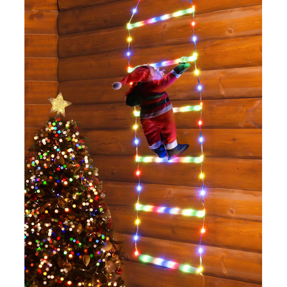 Huang Zhiwei 1.5/3M Christmas Decoration LED Santa Claus Climbing Ladder Light USB Plug 8 Flashing Modes Suitable Home Xmas Tree Wall Window