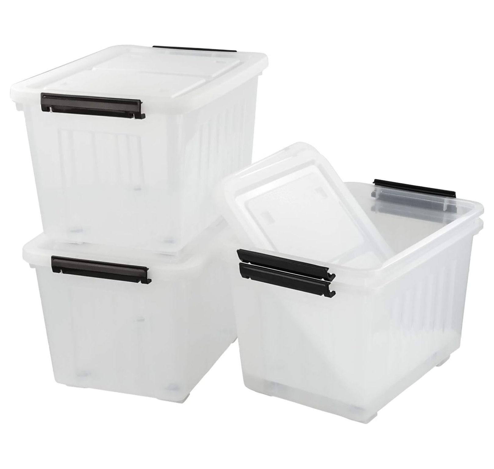 Huang zhong wen 4Pack Large Clear Plastic Storage Box with Lid, 42 L