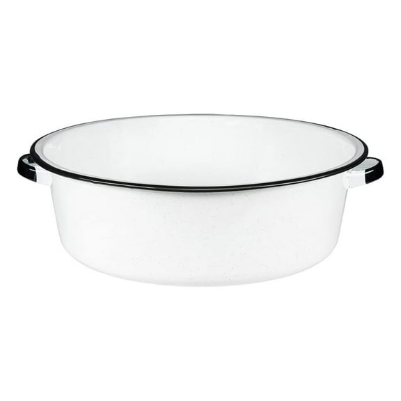 Huang zhong wen Enamel on Steel Dish Pan with handles, 15-Quart capacity, Speckled White