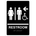 Huang zhong wen Restroom Left Sign, Braille and Raised