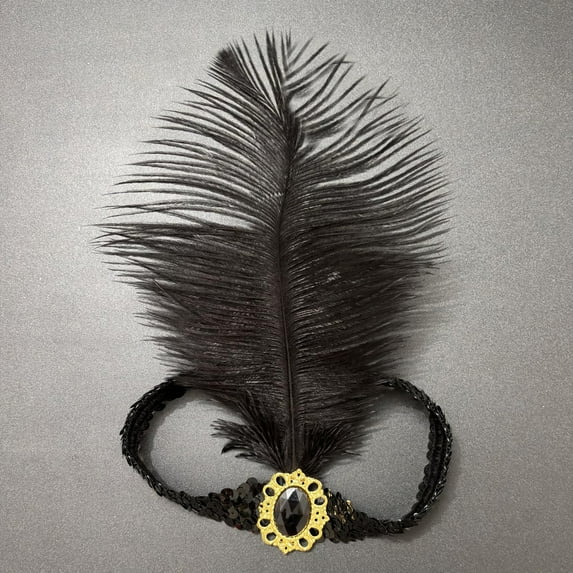 HuangHuanChen 1920s Flapper Headbands, Sparkling Sequin Head Band for Women, Elastic Vintage Rhinestone Headpieces for Carnivals, Retro Parties, Themed Events Black