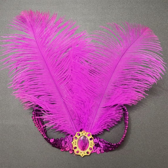 HuangHuanChen 1920s Flapper Headbands, Women Roaring 20s Hair Flapper Headpiece, Sparkling Sequin Head Band, Elastic Vintage Rhinestone Headpieces for Carnivals, Retro Parties, Themed Events Hot Pink