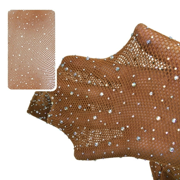 HuangHuanChen 2 Pack Women's Tights Pantyhose Socks With Rhinestones Thin Acrylic Fiber Cutout Net Pantyhose Tights for Dresses Khaki