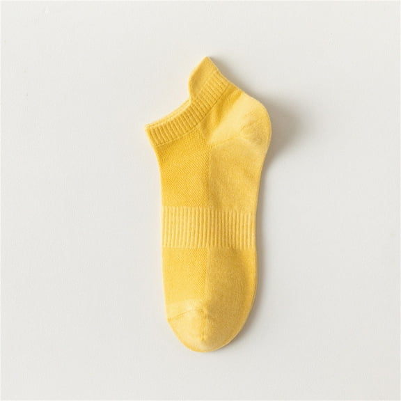 HuangHuanChen Ankle Socks Thin Cotton Socks Athletic Running Low Cut No Show Socks With Heel Tab Socks Yellow