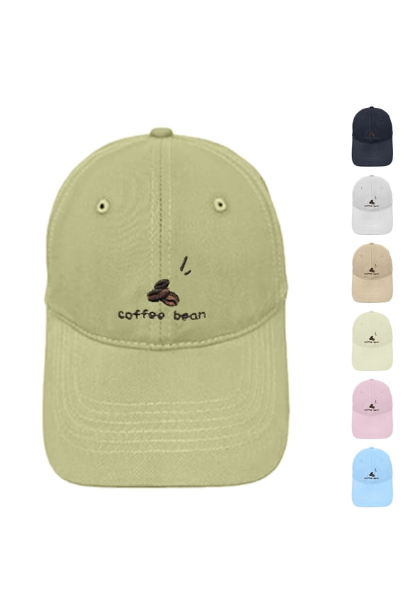 Baseball Cap For Men Women Embroidery Coffee Pattern Visor Cap Versatile Slimming Baseball Cap Fashion Sun Hat