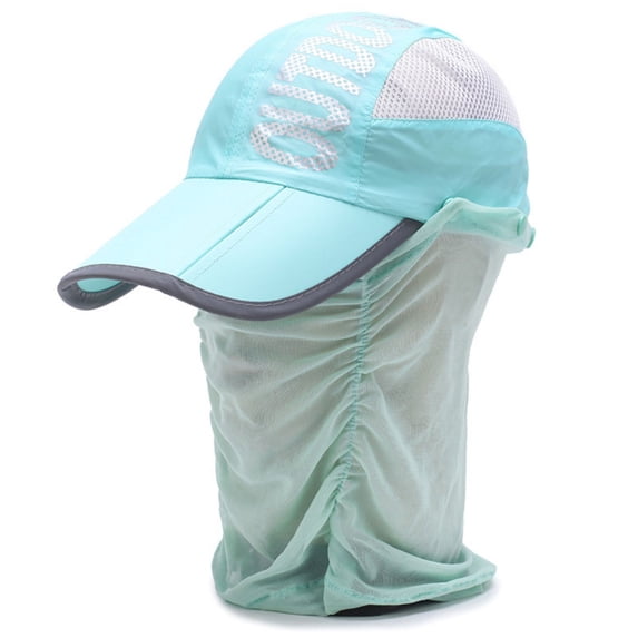 HuangHuanChen Baseball Cap for Men Women with Coving Outdoor Sun Hat Detachable Neck Face UPF 50+UV Protection Visor Fishing Hats with Neck Flap for Men & Women Covering Sun Hat Mint Green One Size