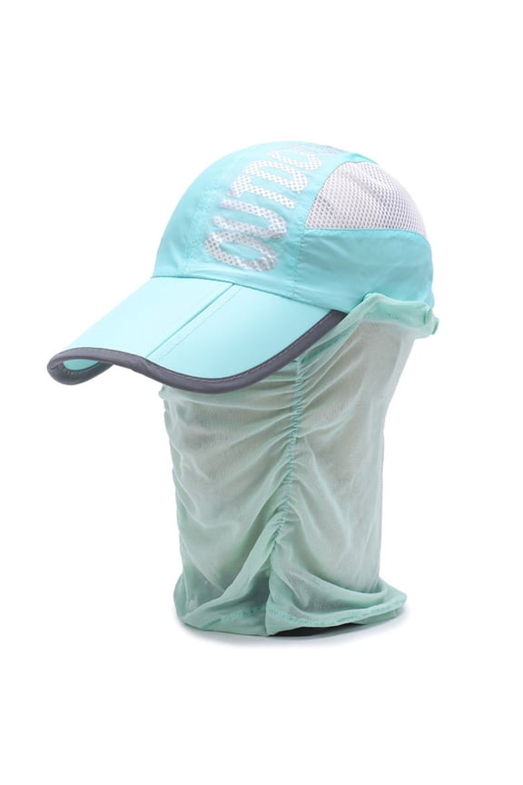 Baseball Cap for Men Women with Coving Outdoor Sun Hat Detachable Neck Face UPF 50+UV Protection Visor Fishing Hats with Neck Flap for Men & Women Covering Sun Hat Mint Green One Size