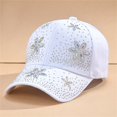 thumbnail image 1 of HuangHuanChen Baseball Cap For Women Men Sequins Casual Sports Cap Hat Rhinestone Crystals Adjustable Breathable Baseball Cap Sparkle Bling Sun Hat Dad Hat White One Size, 1 of 6