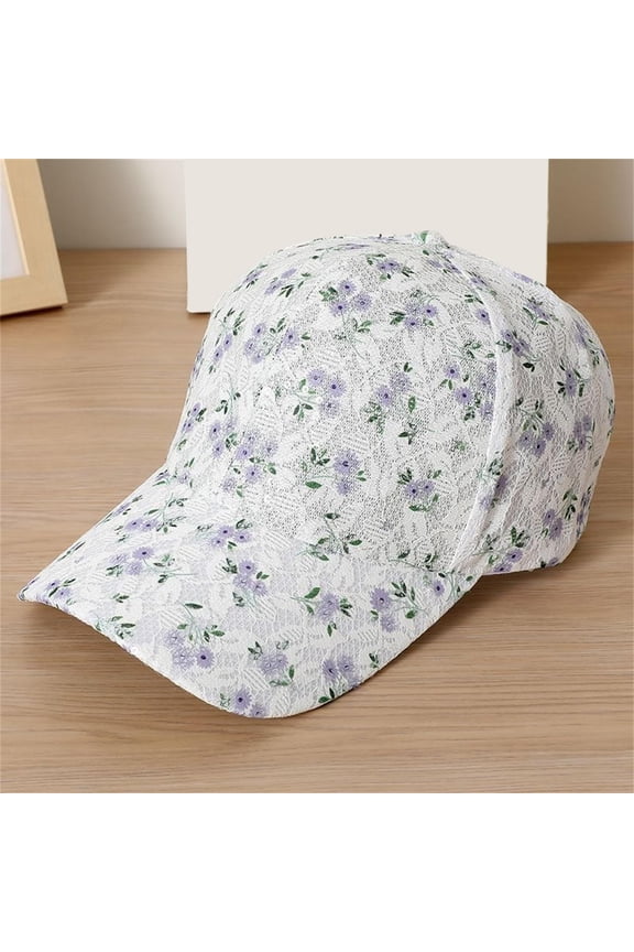 Baseball Cap for Women Summer Lace Style Mesh Back Sun Hat Running Cap Trucker Hats Womens Hat Trendy Creativity Flowers Baseball Cap Light Violet One Size