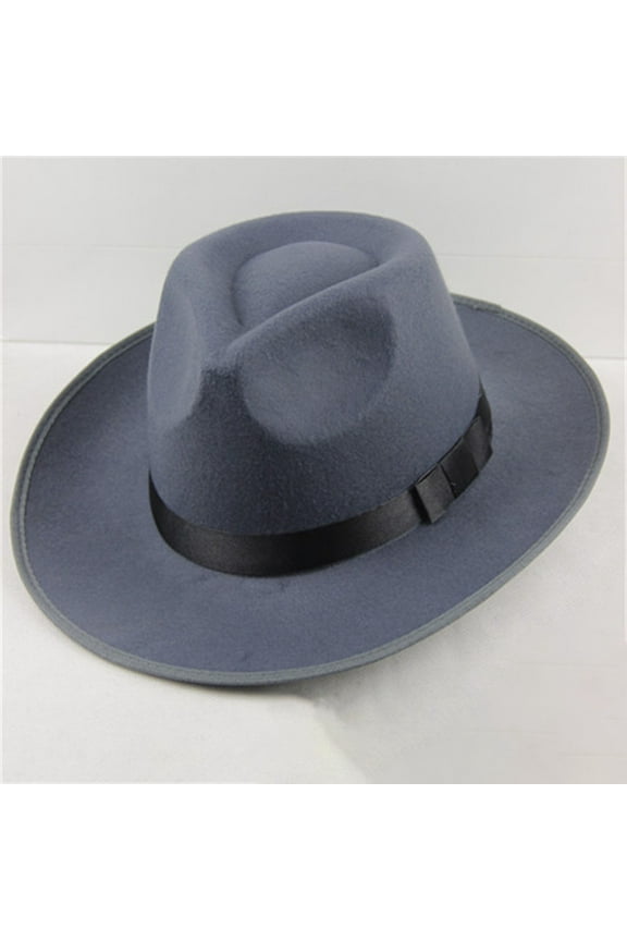 Big Wide Brim Fedora Hats Unisex Western Suede Hat Panama Outdoor Hats Grey