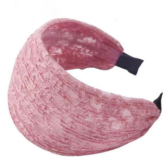 HuangHuanChen Boho Style Wide Headband with Teeth Fabric Headbands for Women Large Head Bands for Women Hair Accessories for Women Breathable Lace Head Cover Pink Summer Sales Under $2