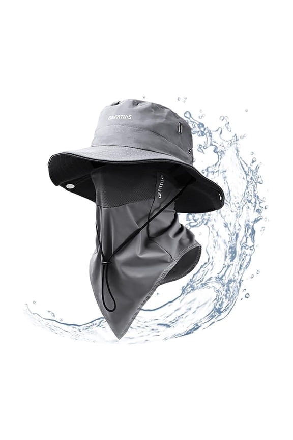 Bucket Hat for Men with Covering Sun Hats with Neck Flap UPF 50+ UV Protection Wide Brim Bucket Hat Fishmen Hat Safari Hiking Fishing Hats Grey One Size