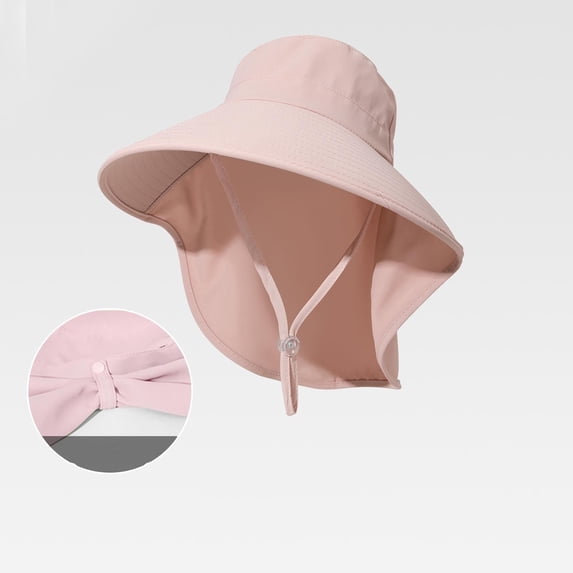 HuangHuanChen Bucket Hats for Women With Neck Covering Chin Strap Wide Brim Breathable Fishing Hat For Outdoor Foldable Summer Hats UV Protection Sun Hats One Size