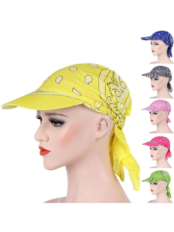 Chemo Headwear for Women Brim Visor Head Scarf Headwraps Adjustable Paisley Print Biker Hat Lightweight Skull Cap Weat Wicking Beanie Cap Head Scarf For Women Green One Size