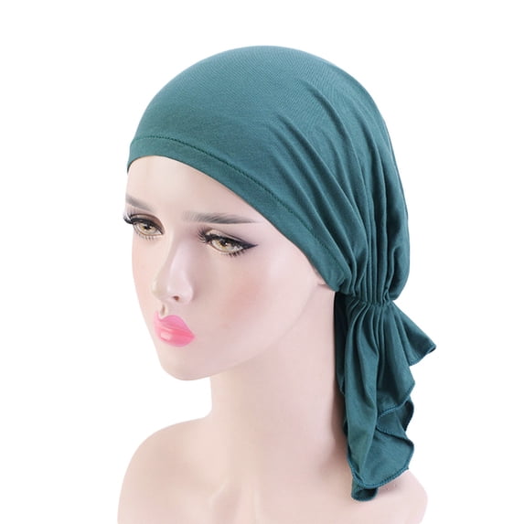 HuangHuanChen Chemo Headwrap for Women Turban Headwear for Cancer Patients Skull Cap Hair Loss Cover Lightweight Head Covering Hat Muslim Ruffle Cancer Wrap Cap Sleep Caps Lined Hair Bonnets