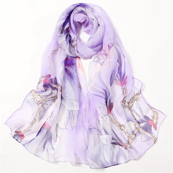 HuangHuanChen Chiffon Scarf for Women Scarfs For Women Lightweight Print Floral Pattern Scarf Shawl Fashion Scarves Sunscreen Shawls And Wraps For Spring Scarf for Women