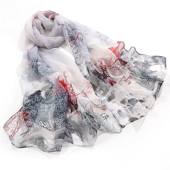 HuangHuanChen Chiffon Scarf for Women Scarfs For Women Lightweight Print Floral Pattern Scarf Shawl Fashion Scarves Sunscreen Shawls And Wraps For Spring Scarf for Women