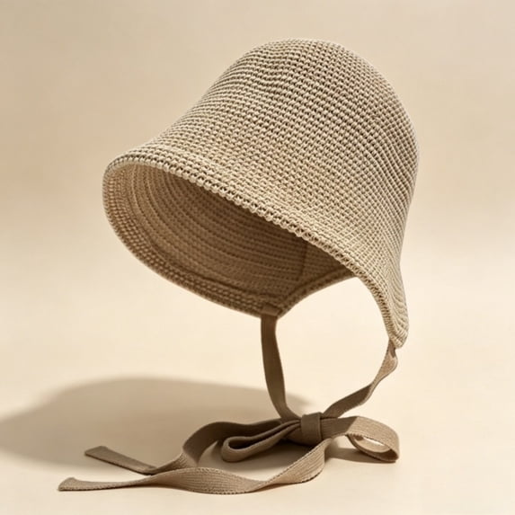 HuangHuanChen Crochet Bucket Hat for Women Beach Hats Tie Up Foldable Summer Wide Brim Packable Sun Hat Womens Travel Knit Fedora Hat Breathable Fisherman Hat Outdoor Sun Hat Khaki One Size