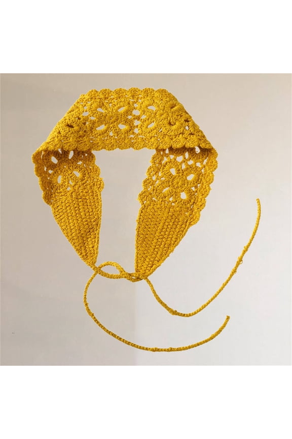 Crochet Knit Head Wrap for Women Boho Headbands Bandana Crochet Knit Hair Band Headband Hair Scarf Head Bands for Women Headwear Head Kerchief Yellow One Size