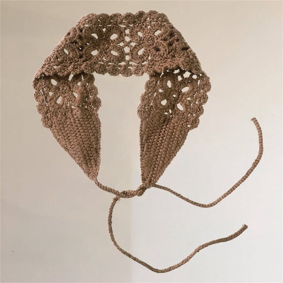 HuangHuanChen Crochet Knit Head Wrap for Women Boho Headbands Bandana Crochet Knit Hair Band Headband Hair Scarf Head Bands for Women Headwear Head Kerchief Coffee One Size