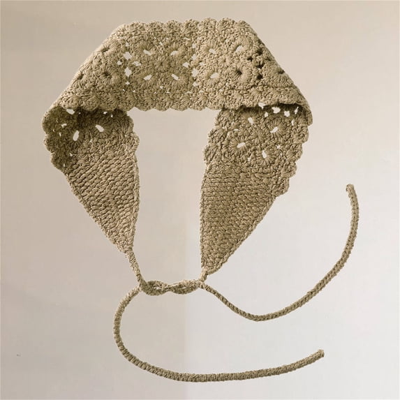 HuangHuanChen Crochet Knit Head Wrap for Women Boho Headbands Bandana Crochet Knit Hair Band Headband Hair Scarf Head Bands for Women Headwear Head Kerchief Khaki One Size