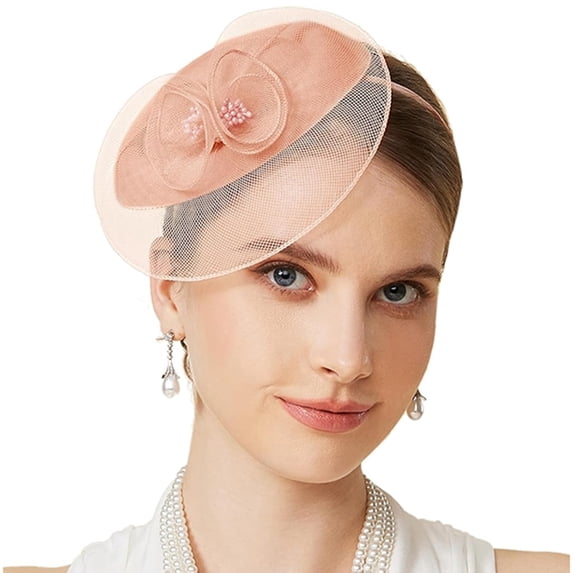 HuangHuanChen Fascinators Hats for Women Top Hat Elegant Mesh Hair Clips for Tea Party Favors Headpiece Hat Clip Derby Hats for Women Festival Decoration Accessory Rose Gold 2026 Sales Under $1