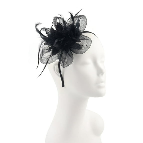 HuangHuanChen Fascinators for Women Fascinator Church Hat with Clip for Cocktail Wedding Tea Party Hats for Women Wedding Party Cap Black
