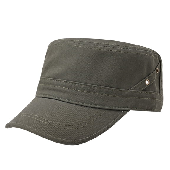 HuangHuanChen Flat Top Hat Fashion Casual Distressed Cadet Hat Tactical Military Baseball Cap for Men Flat Top Sunshade Washing Hiking Hat Cadet Army Caps Army Green