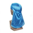 thumbnail image 1 of HuangHuanChen Head wrap for Men Women Tail Hat Solid color Durag Baseball Caps Unisex Headwear Hip-hop Cape Hat Light blue, 1 of 2