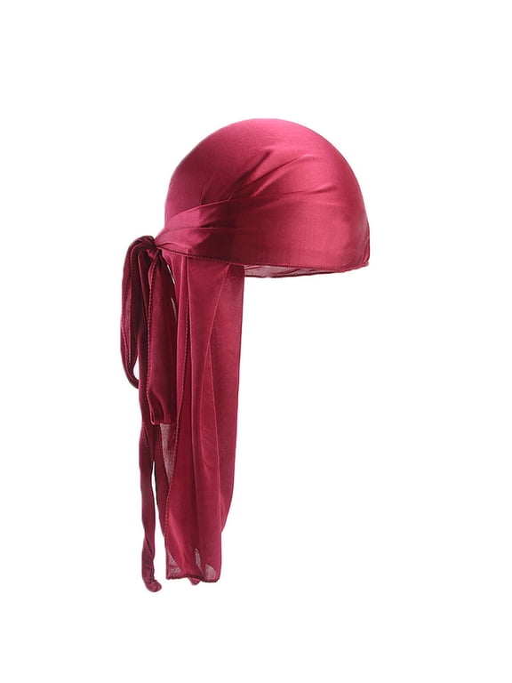 Head wrap for Men Women Tail Hat Solid color Durag Baseball Caps Unisex Headwear Hip-hop Cape Hat Wine
